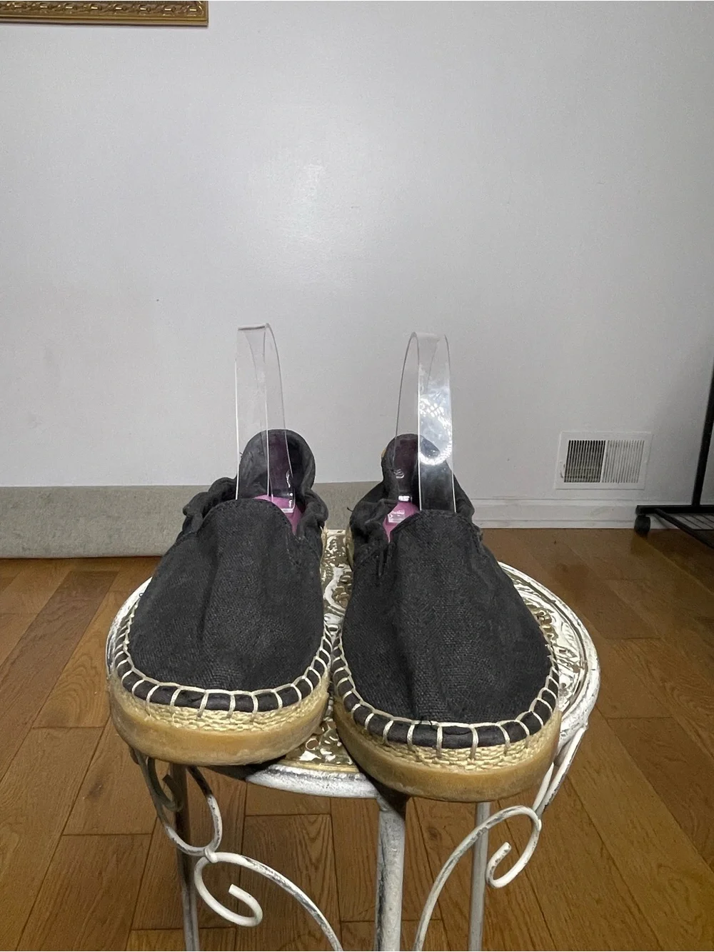 Sperry Black Espadrille Slip-Ons with Pink Insole